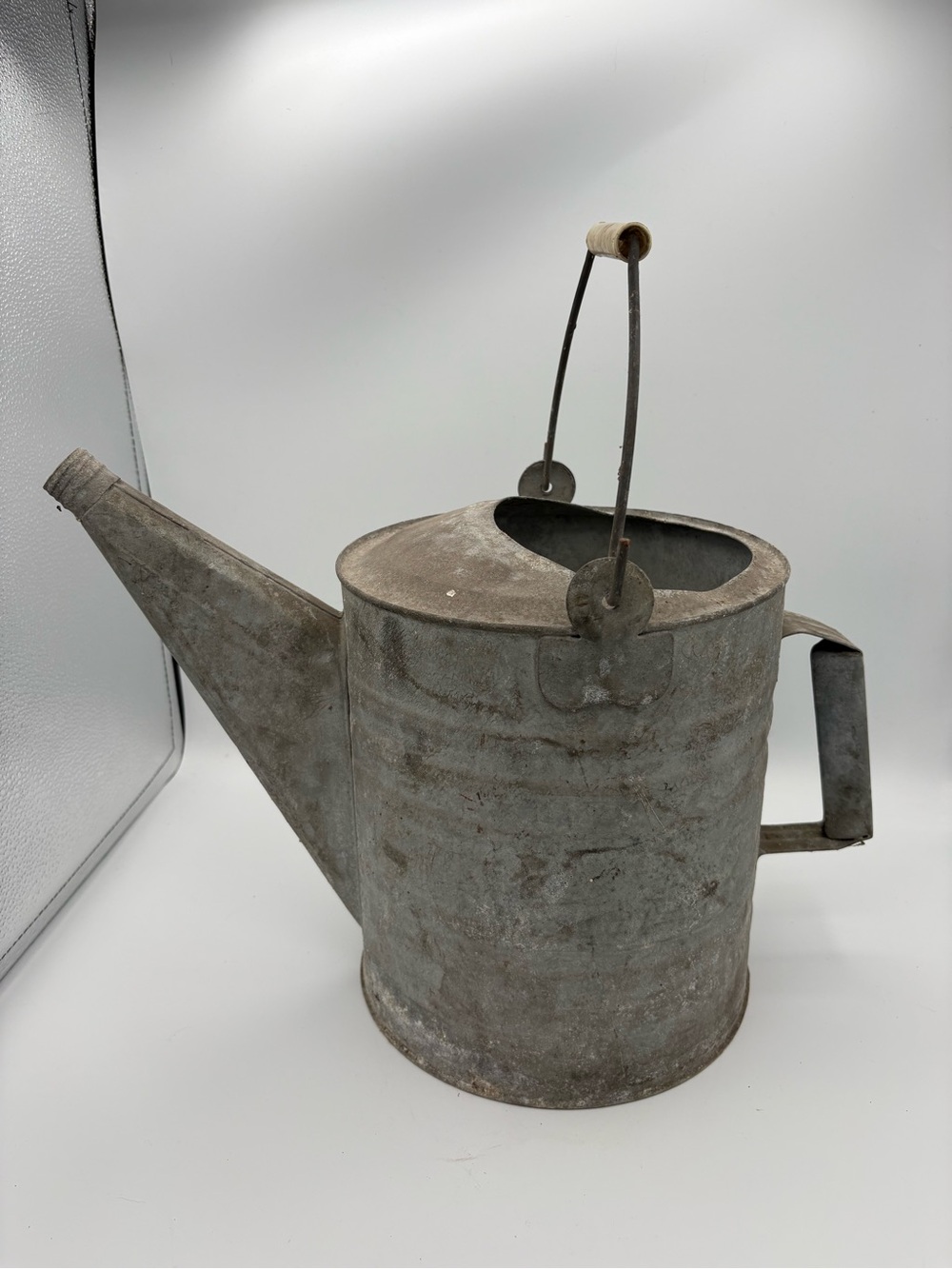 Vtg Galvanized Metal 11” Watering Can Long Spout Rustic Cottagecore Flower Pot